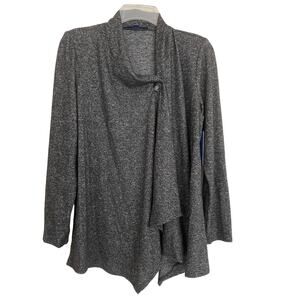 APT 9‎ Women's Gray Heathered Knit Cardigan Sweater Asymmetrical Button Front SM